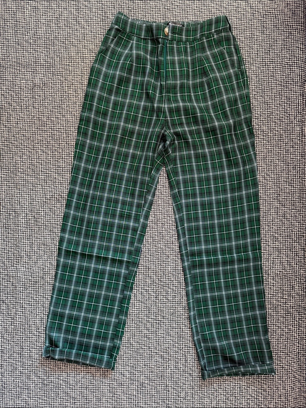 Allegra K Green Plaid Chinos